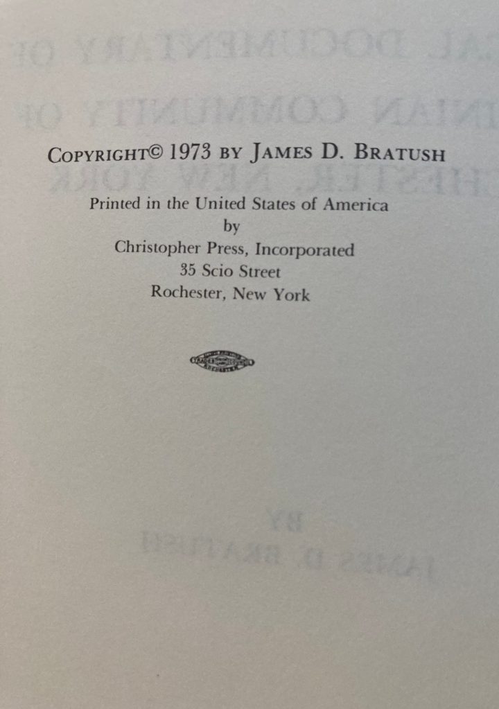 Historical Documentary of Rochester, New York written by James D. Bratush, Christopher Press, Incorporated Copywrite page