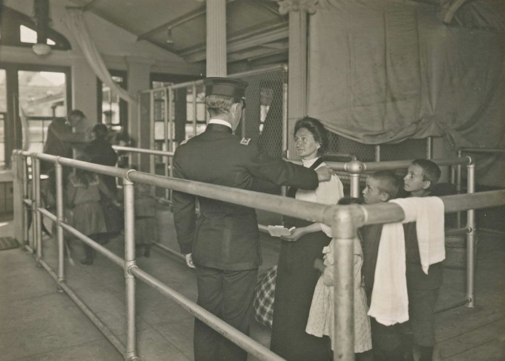 Immigrant Health Inspection at Ellis Island. Photo Courtesy of the New York Public Library