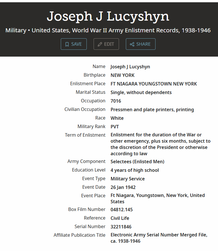 United States Military, World War II Army Enlistment Records, 1938-1946