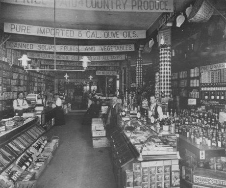 Belloli Grocery Store interior, San Jose, CA circa 1900-1905— public domain, via Calisphere