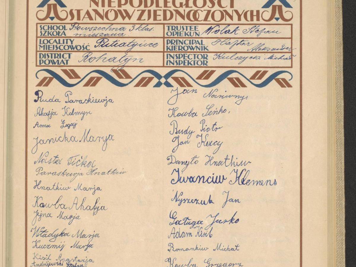 Greetings of Friendship from the Putiatynce School to the United States,&nbsp;1926